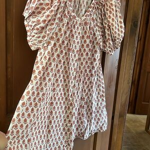 Doen Red and Cream Floral Mini Dress